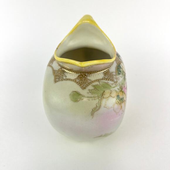 Antique Nippon Hand Painted Moriage Pitcher Vase Blue Maple Leaf Mark - Picture 5 of 9